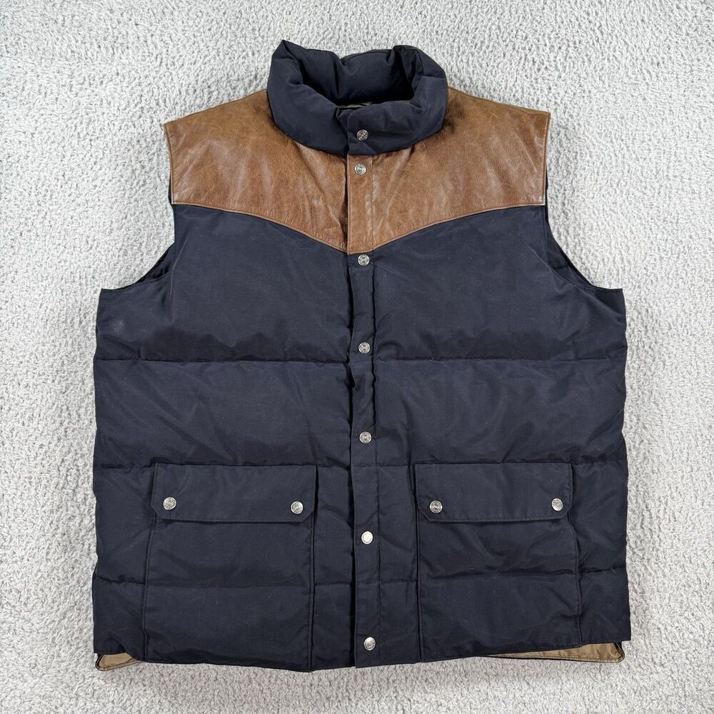 LUCCHESE Down Filled Leather Puffer Vest Men's Size XL